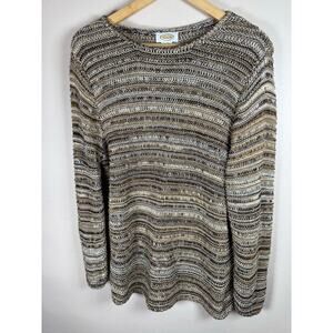 VTG Talbots Women’s Sweater Open Knit 100% Cotton L Hippie Festival Boho Grunge